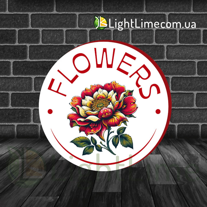Круглий лайтбокс "Flowers"