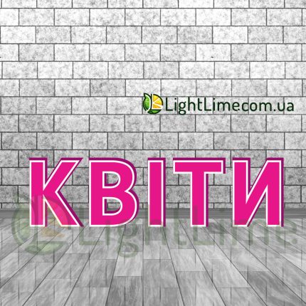 Вивіска світлова "Квіти" з контуром, обʼємні букви