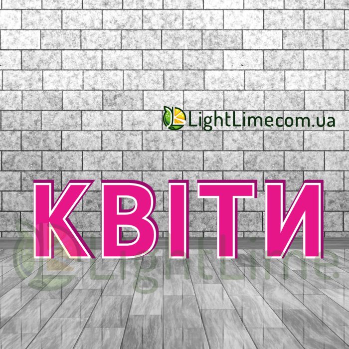 Вивіска світлова "Квіти" з контуром, обʼємні букви